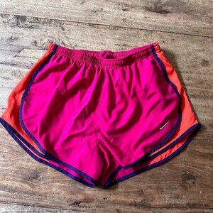 Nike Dri-Fit Lined Running Athletic Shorts PINK ORANGE Solid Women's Size LARGE